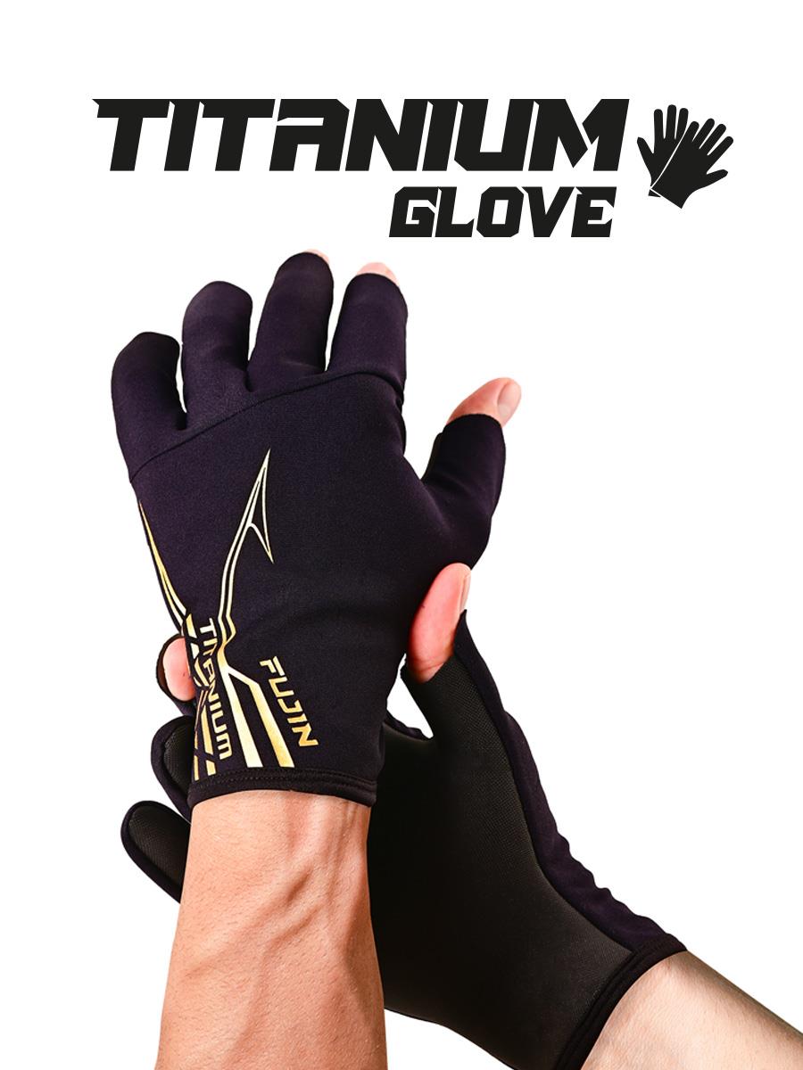 Fujin Pro Angler S24 Titanium Gloves Black Gold Eldiven
