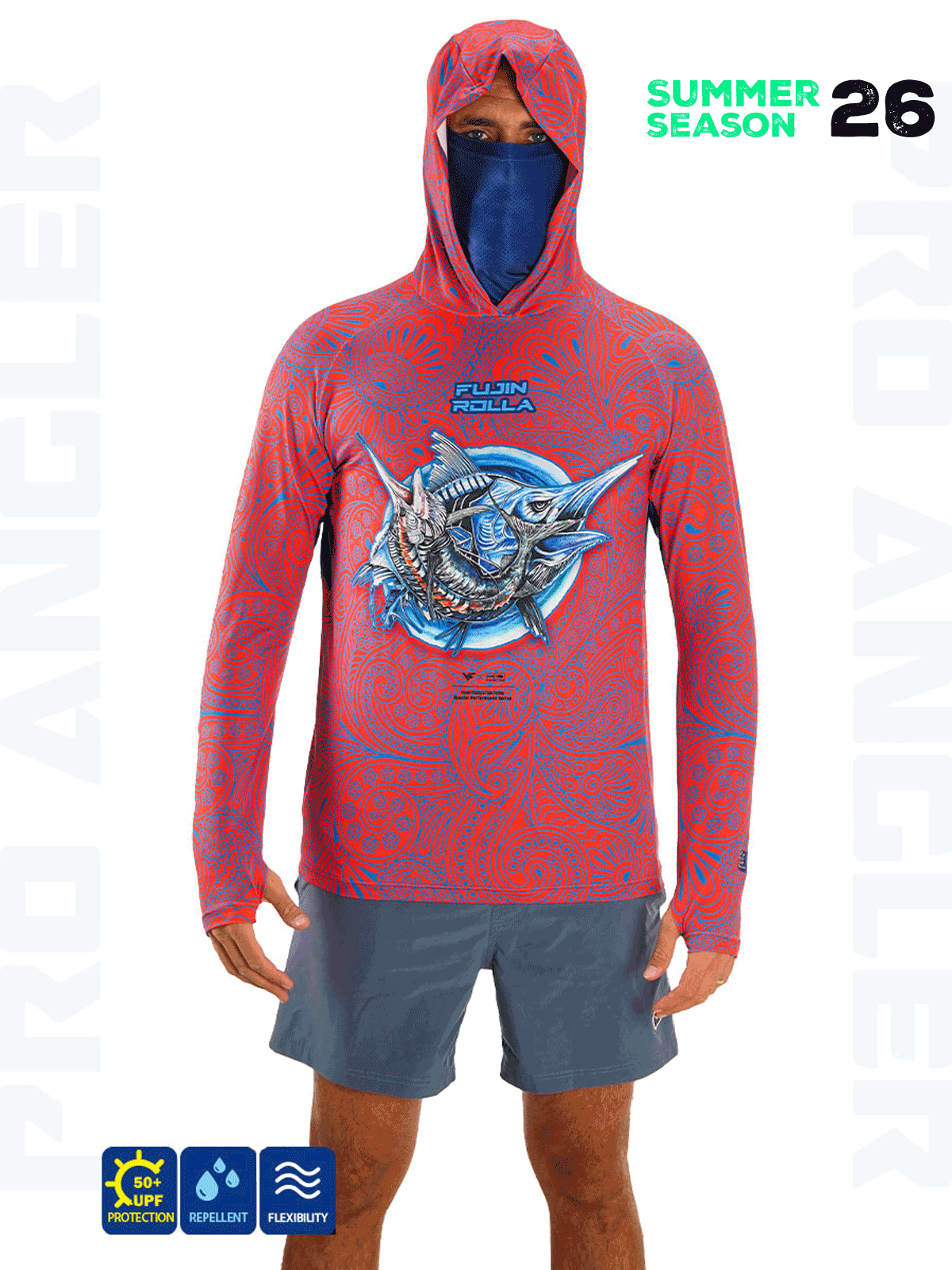 Fujin Rolla S26 Buff&Hoodie Swordfish Red Balıkçı Giyim