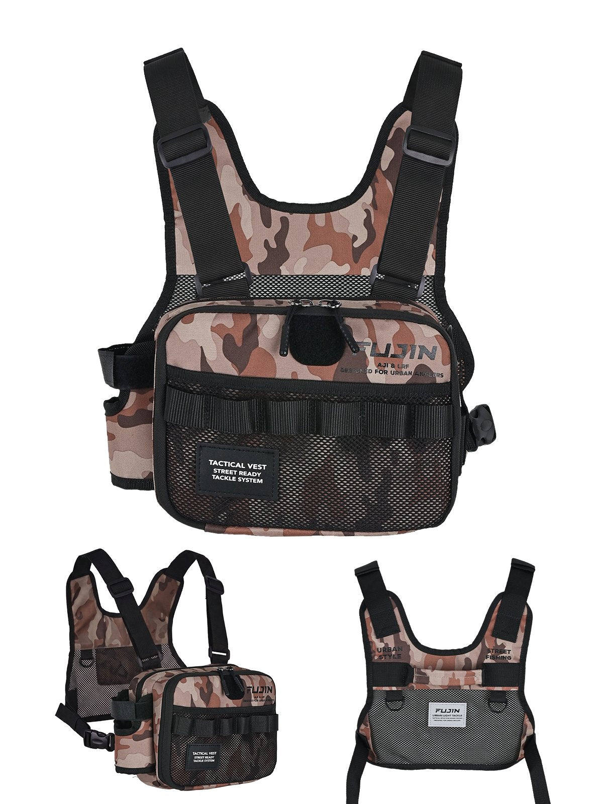 Fujin Tactical Vest Brown Camo Balıkçı Çantası