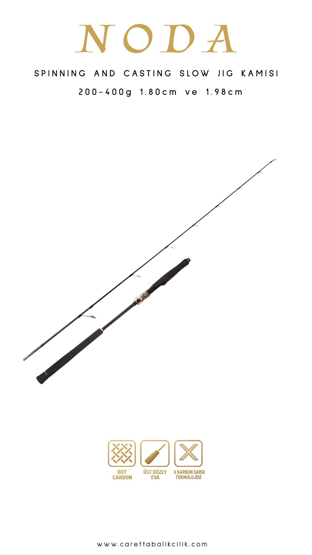 Caretta Noda 200-400gr 1.80cm Spinning Slow Jig Kamışı