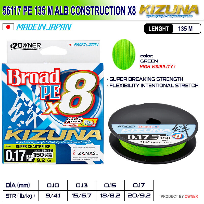Owner Kizuna 56117 Pe 135m Alb Construction x8 Super Chartreuse İp Misina