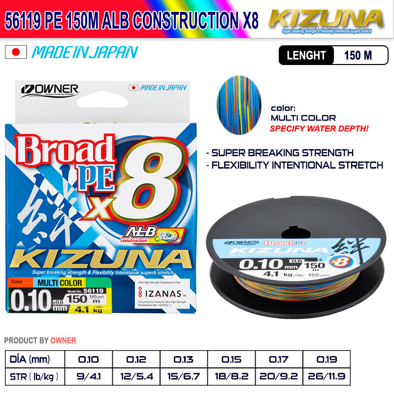 Owner Kizuna 56119 Pe 150m Alb Construction x8 Multi Color İp Misina