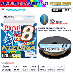 Owner Kizuna 56119 Pe 150m Alb Construction x8 Multi Color İp Misina