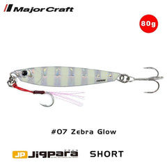 Major Craft Jigpara Short Jig JPS-80gr 95mm #07 Zebra Glow