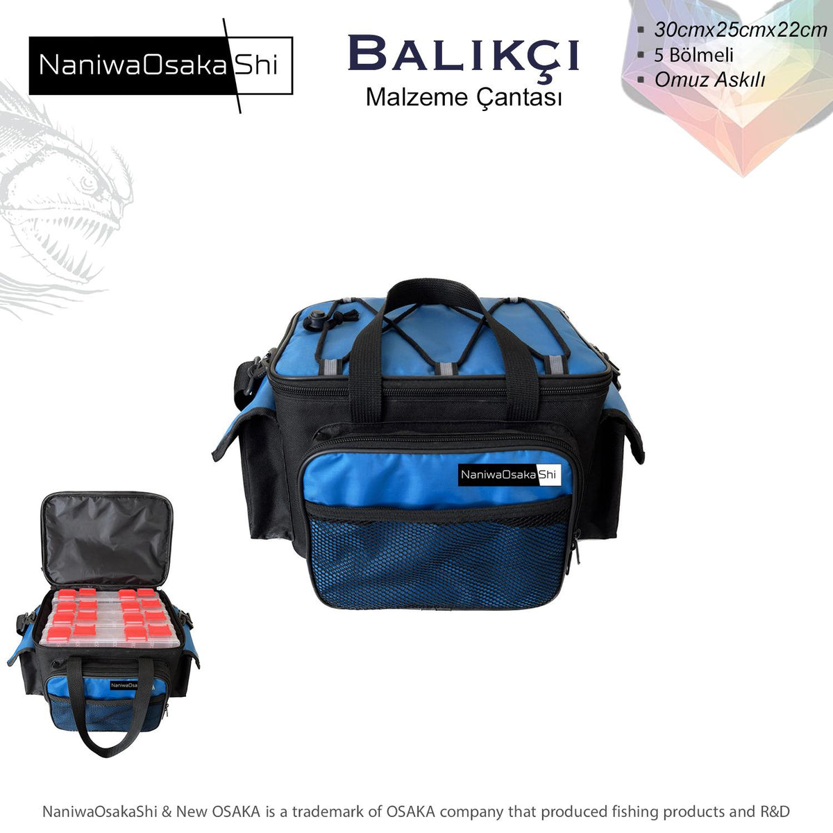 NANIWAOSAKASHI BALIKCI MALZEME CANTASI MAVİ