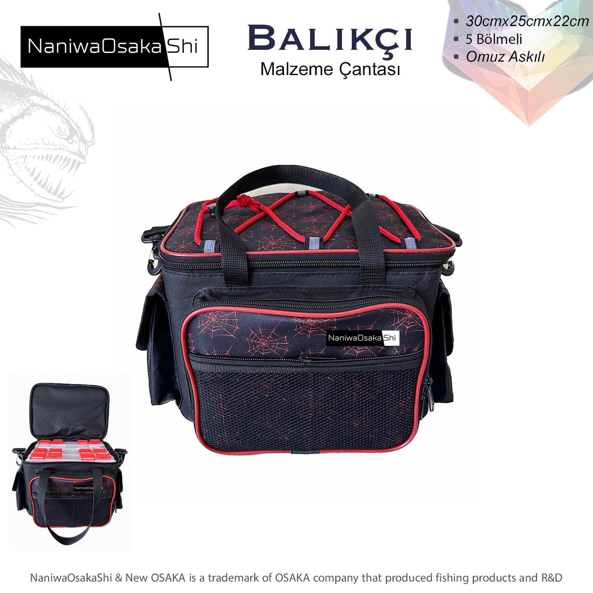 NANIWAOSAKA SHI BALIKÇI MALZEME ÇANTASI RED (Kırmızı)