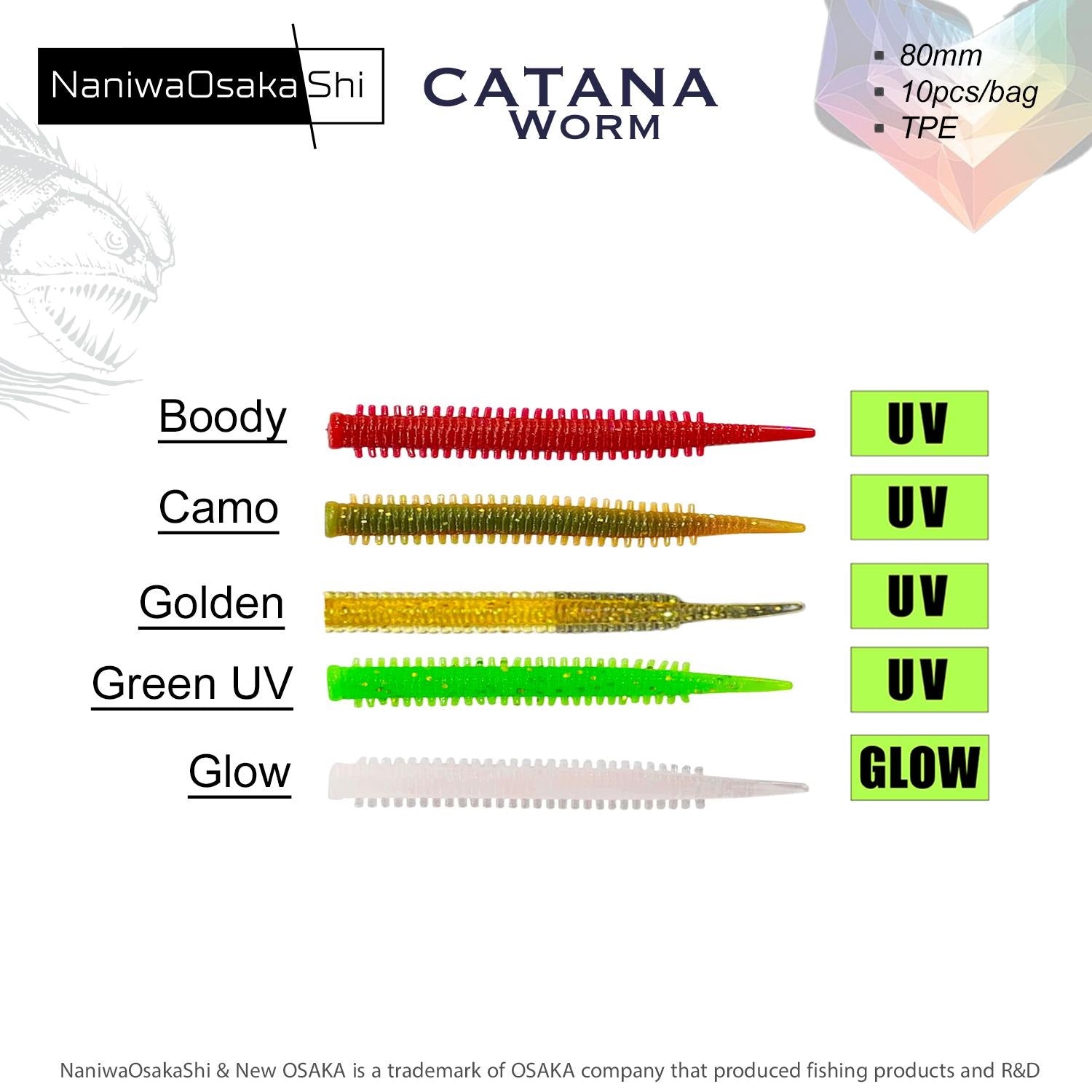 NaniwaOsaka Shi Catana Worm 8cm Lrf Silikon Yem