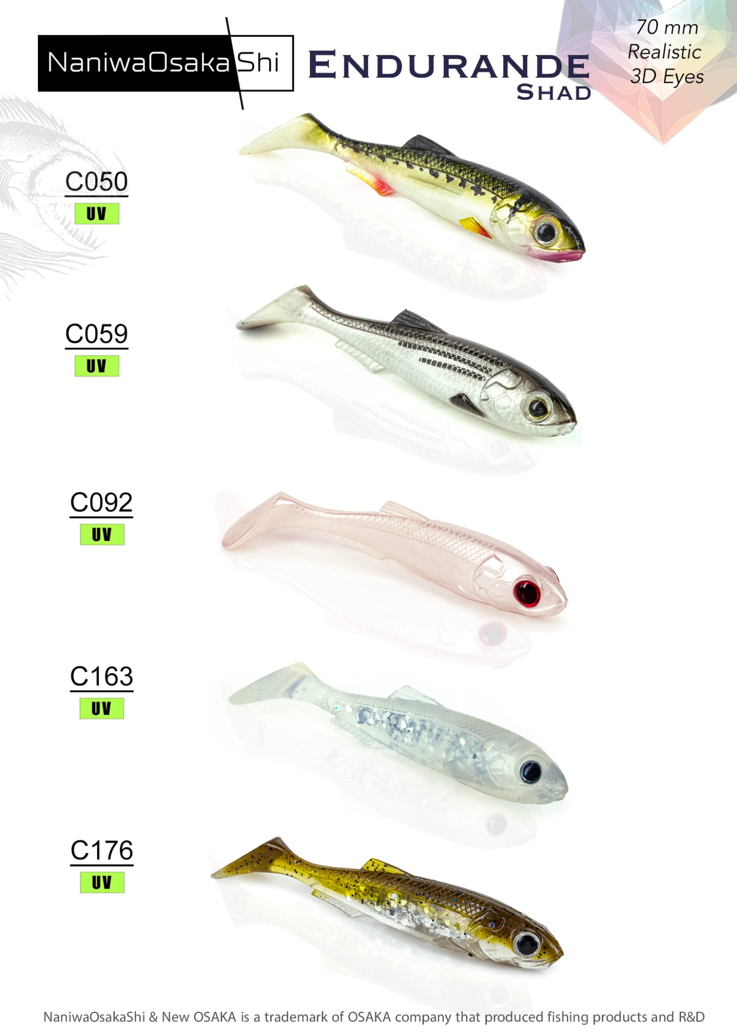 NaniwaOsaka Shi Endurande Shad 70mm Silikon Yem