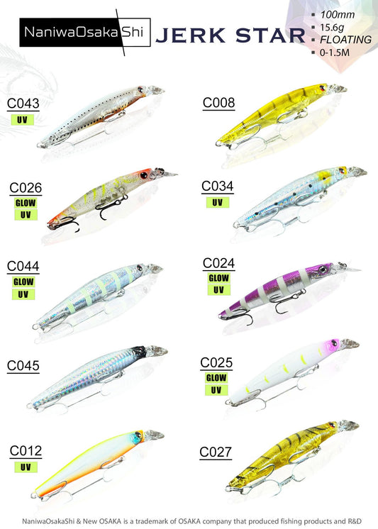 NaniwaOsaka Shi Jerk Star 100mm 15.6gr Floating Maket Balık