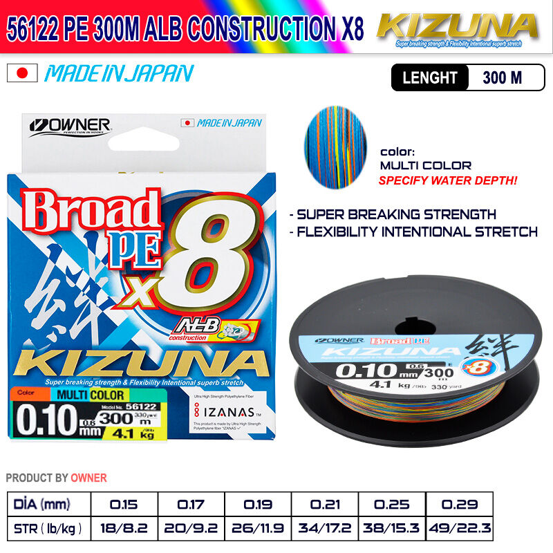 Owner Kizuna 56122 Pe 300m Alb Construction x8 Multi Color İp Misina