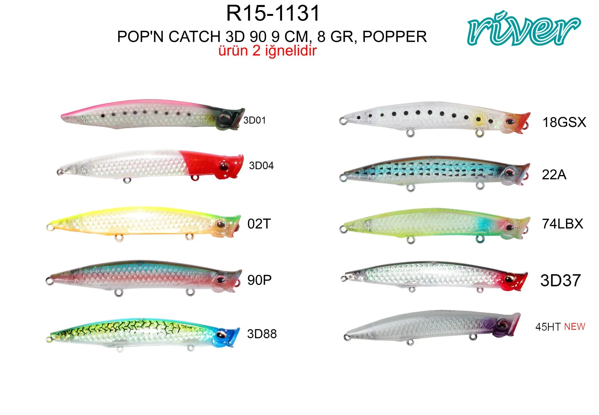 River Pop'n Catch 3D 90 9cm 8Gr Popper Maket Yem