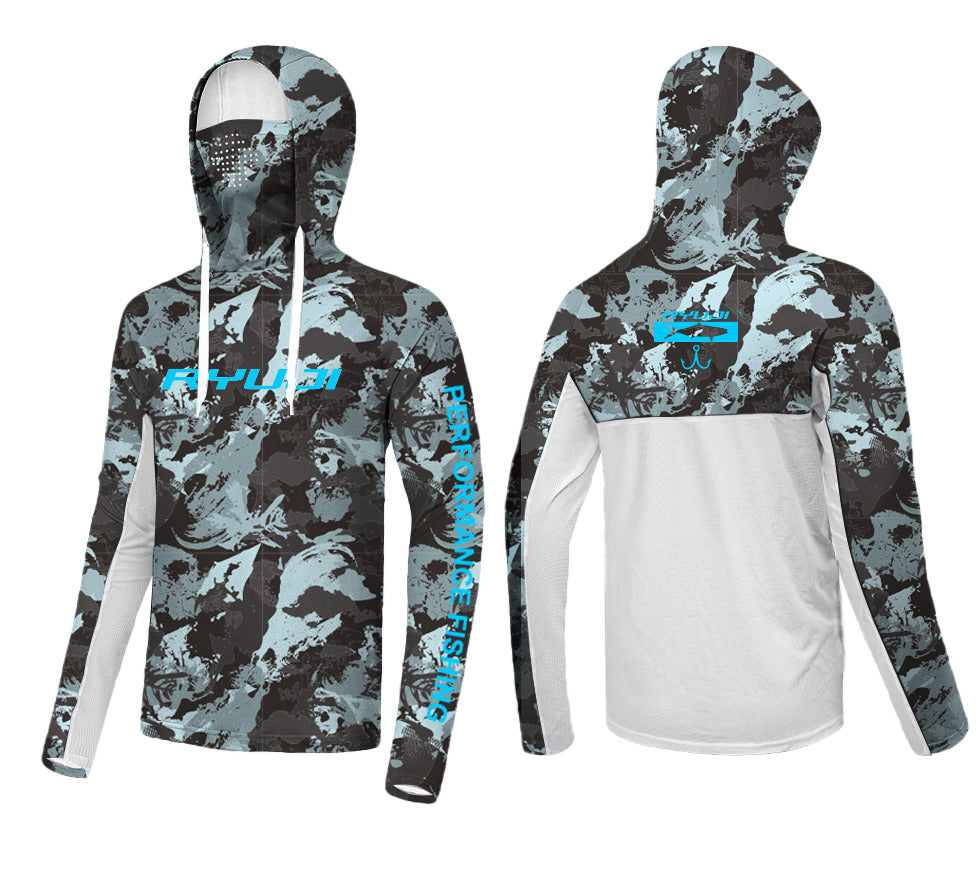 RYUJI UV PERFORMANCE HOODIE SHIRT+NECK DARK TIDE