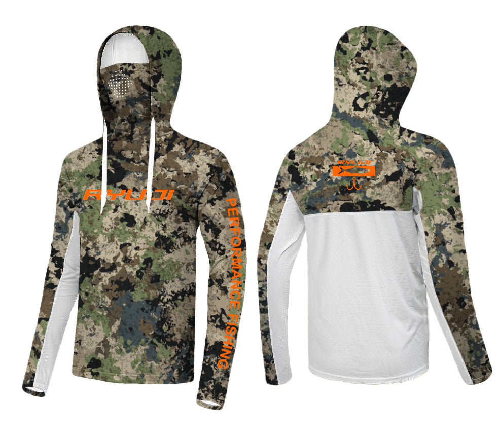 RYUJI UV PERFORMANCE HOODIE SHIRT+NECK CAMO