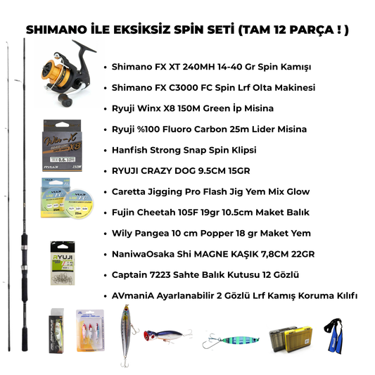 SHIMANO KALİTESİ İLE EKSİKSİZ SPIN SETİ ( TAM 12 PARÇA ! )