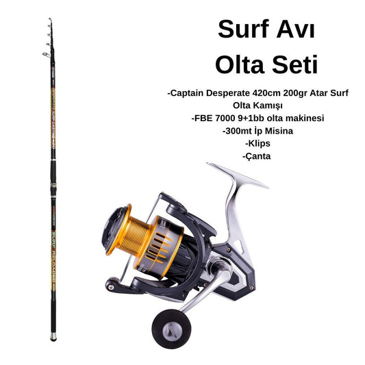 Captain Desperate 420cm 200gr + FBE 7000 9+1bb Surf Olta Seti