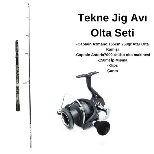 Captain Azmano 165cm 250gr + Captain Asteria 7000 4+1bb Tekne Seti