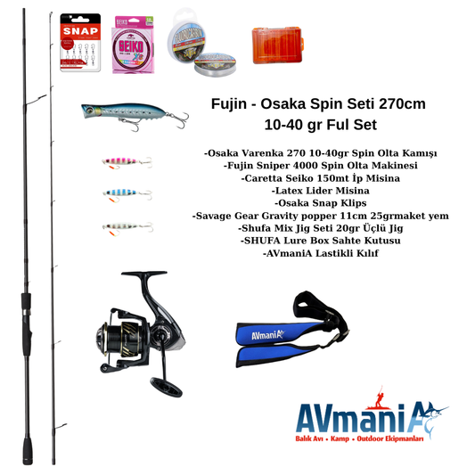 Fujin + Osaka Spin Olta Seti Dolu Paket 270cm 10-40gr