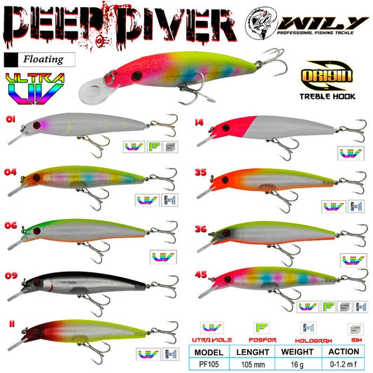 Wily Deep Diver 10.5 cm 16 gr (0-1.2M) Maket Yem