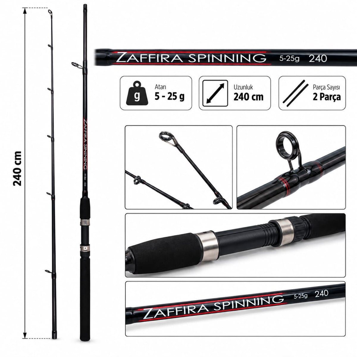 Zaffira 240cm 5-25gr Spin Olta Kamışı